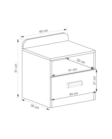Szafka nocna Lorento L12, z szufladą, biały brylantowy/ dąb nash, DOLMAR