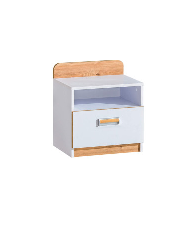 Szafka nocna Lorento L12, z szufladą, biały brylantowy/ dąb nash, DOLMAR