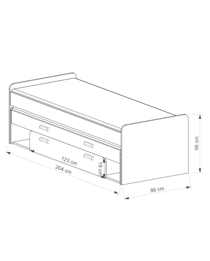 Łóżko podwójne Lorento L16, z szufladą , stelażem i wnękami, 80x195 cm, 80x200 cm, jesion coimbra/ fiolet, DOLMAR