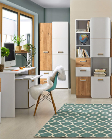 Regał Lorento L15, biały brylantowy/ dab nash, DOLMAR Regał Lorento L15, biały brylantowy/ dab nash, DOLMAR