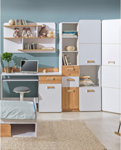 Regał Lorento L15, biały brylantowy/ dab nash, DOLMAR Regał Lorento L15, biały brylantowy/ dab nash, DOLMAR