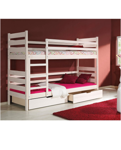Łóżko piętrowe Darek, 2 stelaże, 2 miejsca do spania o pow. 80x190 cm, białe, DOLMAR Łóżko piętrowe Darek, 2 stelaże, 2 miejsca do spania o pow. 80x190 cm, białe, DOLMAR
