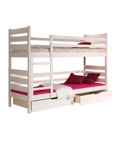 Łóżko piętrowe Darek, 2 stelaże, 2 miejsca do spania o pow. 80x190 cm, białe, DOLMAR Łóżko piętrowe Darek, 2 stelaże, 2 miejsca do spania o pow. 80x190 cm, białe, DOLMAR