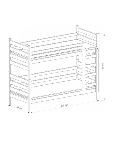 Łóżko piętrowe Darek, 2 stelaże, 2 miejsca do spania o pow. 80x190 cm, białe, DOLMAR Łóżko piętrowe Darek, 2 stelaże, 2 miejsca do spania o pow. 80x190 cm, białe, DOLMAR