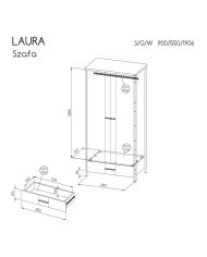 Szafa sosnowa Laura LAU1, dwudrzwiowa z szufladą, DOLMAR