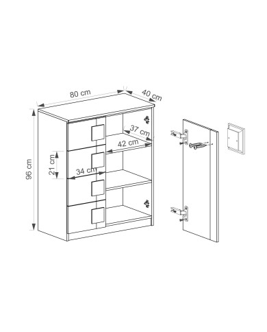 Komoda Gumi G3, z drzwiami i szufladami, biały brylantowy/ antracyt, DOLMAR Komoda Gumi G3, z drzwiami i szufladami, biały brylantowy/ antracyt, DOLMAR