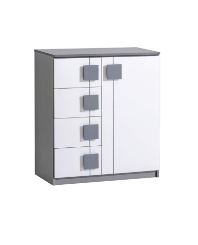 Komoda Gumi G3, z drzwiami i szufladami, biały brylantowy/ antracyt, DOLMAR Komoda Gumi G3, z drzwiami i szufladami, biały brylantowy/ antracyt, DOLMAR
