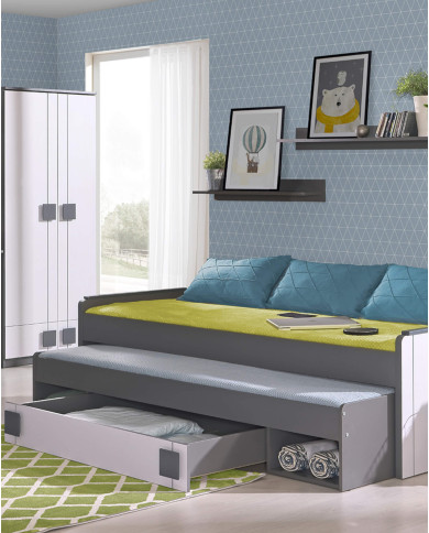 Komoda Gumi G3, z drzwiami i szufladami, biały brylantowy/ antracyt, DOLMAR Komoda Gumi G3, z drzwiami i szufladami, biały brylantowy/ antracyt, DOLMAR