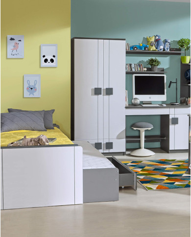 Komoda Gumi G3, z drzwiami i szufladami, biały brylantowy/ antracyt, DOLMAR Komoda Gumi G3, z drzwiami i szufladami, biały brylantowy/ antracyt, DOLMAR