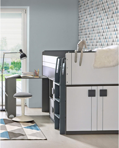 Komoda Gumi G3, z drzwiami i szufladami, biały brylantowy/ antracyt, DOLMAR Komoda Gumi G3, z drzwiami i szufladami, biały brylantowy/ antracyt, DOLMAR