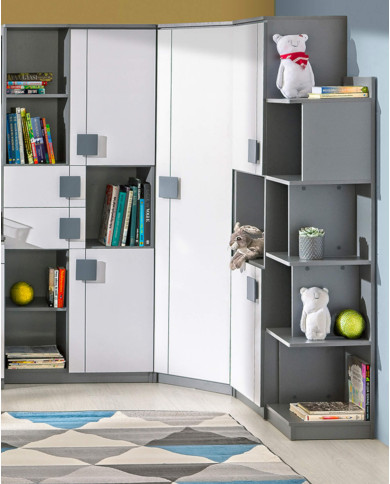 Komoda Gumi G3, z drzwiami i szufladami, biały brylantowy/ antracyt, DOLMAR Komoda Gumi G3, z drzwiami i szufladami, biały brylantowy/ antracyt, DOLMAR