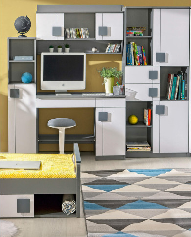 Komoda Gumi G3, z drzwiami i szufladami, biały brylantowy/ antracyt, DOLMAR Komoda Gumi G3, z drzwiami i szufladami, biały brylantowy/ antracyt, DOLMAR