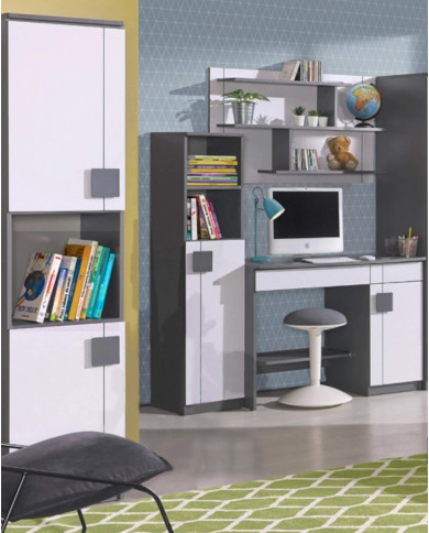 Komoda Gumi G3, z drzwiami i szufladami, biały brylantowy/ antracyt, DOLMAR Komoda Gumi G3, z drzwiami i szufladami, biały brylantowy/ antracyt, DOLMAR