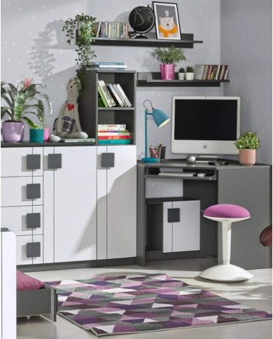 Komoda Gumi G3, z drzwiami i szufladami, biały brylantowy/ antracyt, DOLMAR Komoda Gumi G3, z drzwiami i szufladami, biały brylantowy/ antracyt, DOLMAR