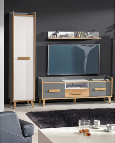 Szafka nocna Werso W11, z szufladą i wnęką, antracyt/ biały brylantowy/ riviera, DOLMAR Szafka nocna Werso W11, z szufladą i wnęką, antracyt/ biały brylantowy/ riviera, DOLMAR