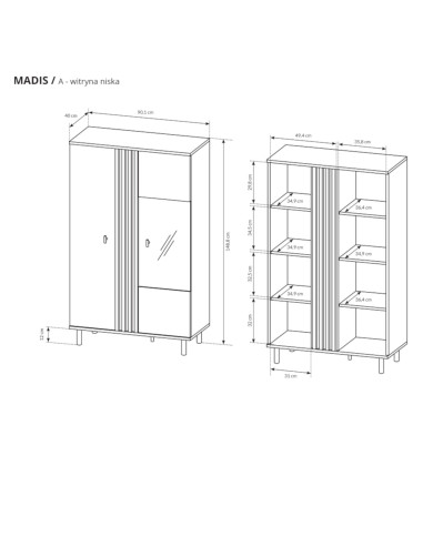 Witryna Madis, niska dwudrzwiowa, dąb artisan/antracyt, Laski Meble Witryna Madis, niska dwudrzwiowa, dąb artisan/antracyt, Laski Meble