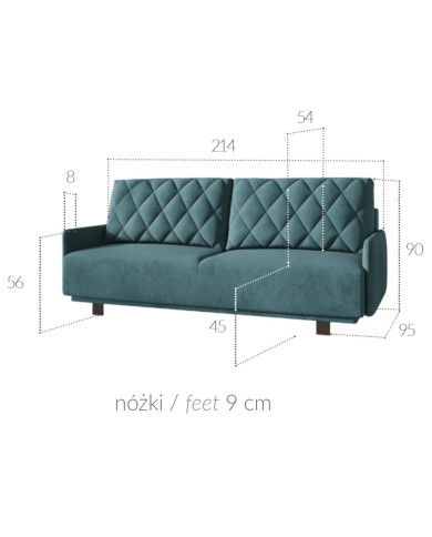 Sofa Ikaria, funkcja spania, pojemnik, COMFORTEO Sofa Ikaria, funkcja spania, pojemnik, COMFORTEO