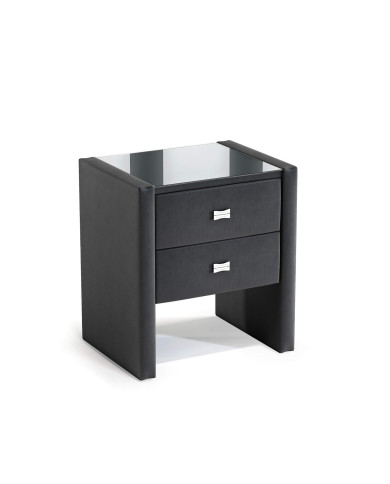 Szafka nocna Polibox - wysoka, tapicerowana, z szufladami, Comforteo