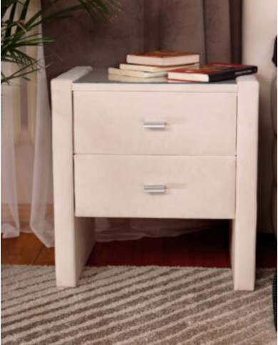 Szafka nocna Polibox - wysoka, tapicerowana, z szufladami, Comforteo