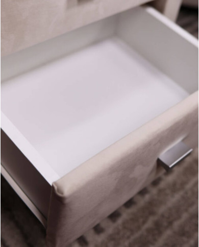 Szafka nocna Polibox - wysoka, tapicerowana, z szufladami, Comforteo