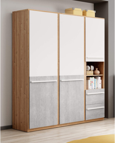 Szafa Plano PN-01, 3 drzwi, 2 szuflady, 2 wnęki, uchylna, LENART Szafa Plano PN-01, 3 drzwi, 2 szuflady, 2 wnęki, uchylna, LENART