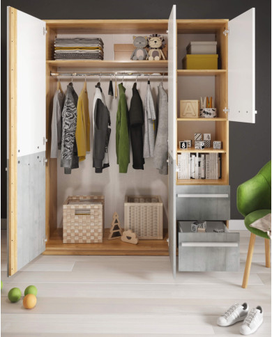 Szafa Plano PN-01, 3 drzwi, 2 szuflady, 2 wnęki, uchylna, LENART Szafa Plano PN-01, 3 drzwi, 2 szuflady, 2 wnęki, uchylna, LENART