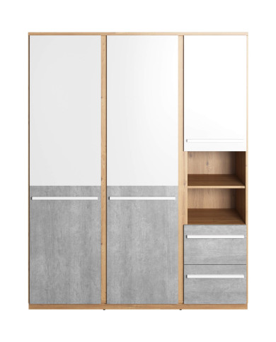 Szafa Plano PN-01, 3 drzwi, 2 szuflady, 2 wnęki, uchylna, LENART Szafa Plano PN-01, 3 drzwi, 2 szuflady, 2 wnęki, uchylna, LENART