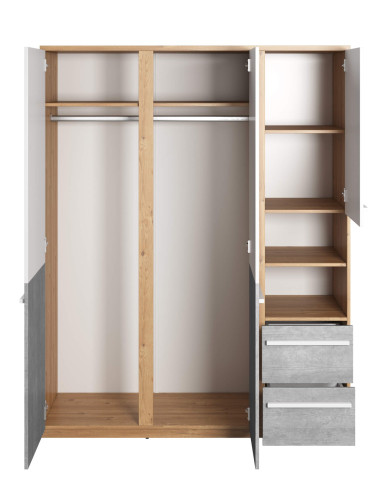 Szafa Plano PN-01, 3 drzwi, 2 szuflady, 2 wnęki, uchylna, LENART Szafa Plano PN-01, 3 drzwi, 2 szuflady, 2 wnęki, uchylna, LENART