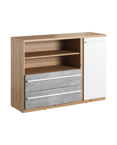 Komoda Plano PN-05, z 2 szufladami, z wnękami i drzwiczkami, LENART Komoda Plano PN-05, z 2 szufladami, z wnękami i drzwiczkami, LENART