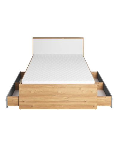 Łóżko Plano PN-10, 120x200 cm, szuflady, stelaż, LENART