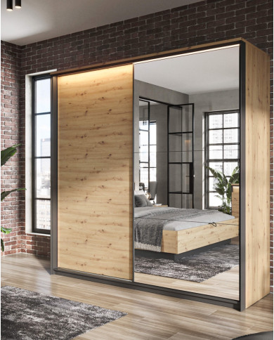 Szafa przesuwna Quant QS-01, 2-drzwiowa, z oświetleniem, LENART Szafa przesuwna Quant QS-01, 2-drzwiowa, z oświetleniem, LENART