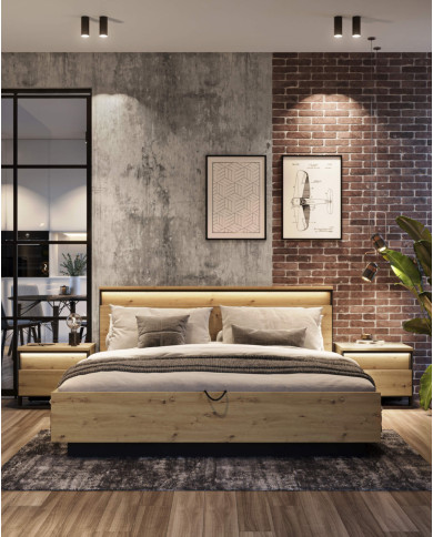 Łóżko Quant QS-02, 160x200 cm, pojemnik, stelaż, oświetlenie, LENART Łóżko Quant QS-02, 160x200 cm, pojemnik, stelaż, oświetlenie, LENART