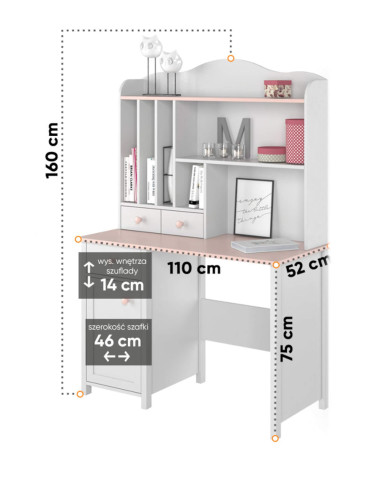 Regał - Nadstawka Luna LN-04, z szufladkami i wnękami, LENART