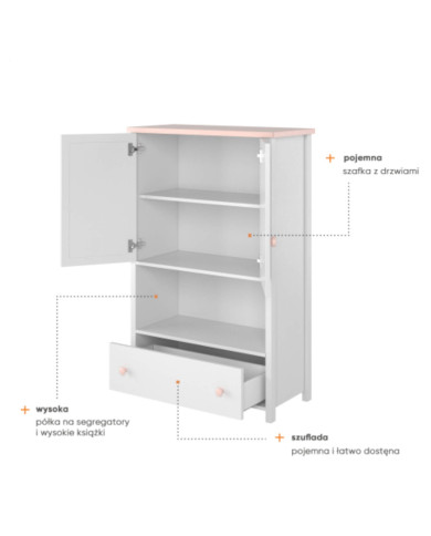Komoda Luna LN-11, drzwi, szuflada, wnęka, LENART Komoda Luna LN-11, drzwi, szuflada, wnęka, LENART
