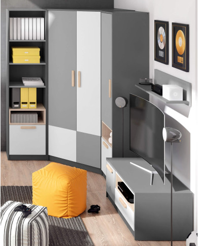 Biurko młodzieżowe Pok P0-09, z drzwiami i wnęką, LENART