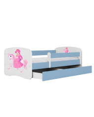 Łóżko młodzieżowe Babydreams, 80x180 cm, szuflada, stelaż, materac, barierka, księżniczka na koniku, KOCOT KIDS