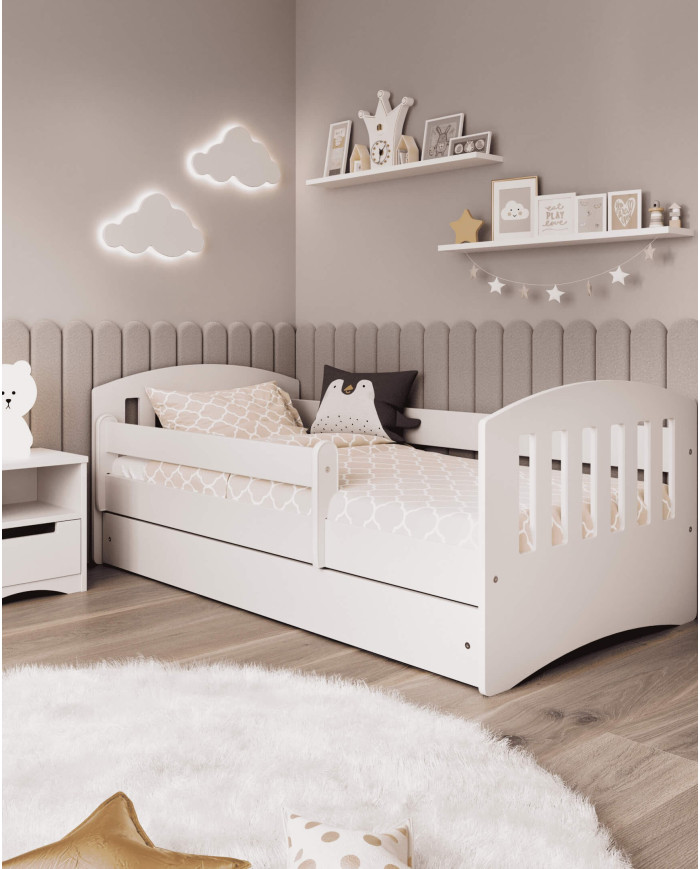 Łóżko młodzieżowe Classic 1, 80x180 cm, materac, stelaż, barierka, szuflada, KOCOT KIDS
