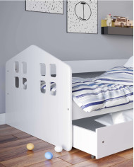 Łóżko młodzieżowe Kacper, 80x180 cm, szuflada, stelaż, materac, barierka, KOCOT KIDS