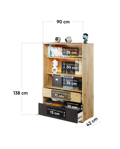 Regał Qubic QB-06, szuflady, półki, oświetlenie, LENART Regał Qubic QB-06, szuflady, półki, oświetlenie, LENART
