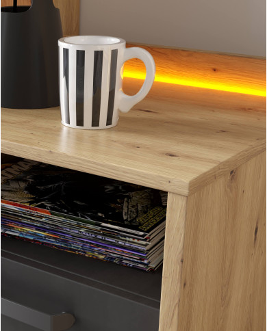 Biurko Qubic QB-08, drzwi, szuflady, wnęka, oświetlenie, LENART