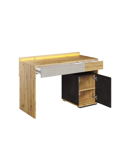 Biurko Qubic QB-08, drzwi, szuflady, wnęka, oświetlenie, LENART