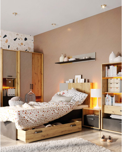 Szafka nocna Qubic QB-10, szuflada, wnęka, oświetlenie, LENART Szafka nocna Qubic QB-10, szuflada, wnęka, oświetlenie, LENART