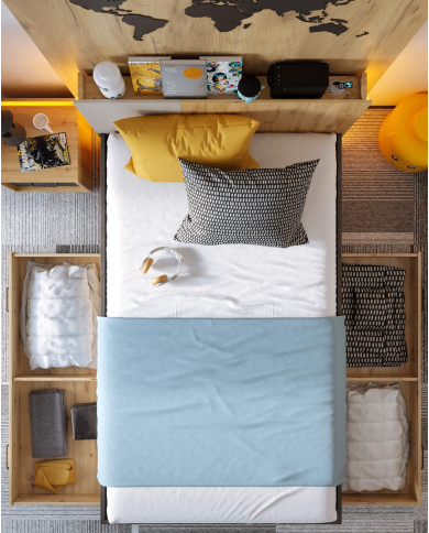 Szafka nocna Qubic QB-10, szuflada, wnęka, oświetlenie, LENART Szafka nocna Qubic QB-10, szuflada, wnęka, oświetlenie, LENART