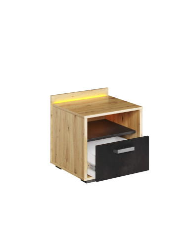 Szafka nocna Qubic QB-10, szuflada, wnęka, oświetlenie, LENART Szafka nocna Qubic QB-10, szuflada, wnęka, oświetlenie, LENART