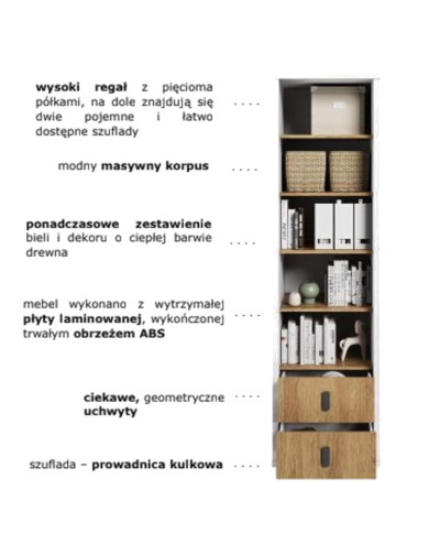 Regał wysoki Simi MS-03, szuflady, półki, LENART Regał wysoki Simi MS-03, szuflady, półki, LENART