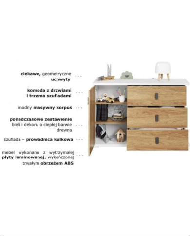 Komoda Simi MS-05, drzwi, szuflady, LENART