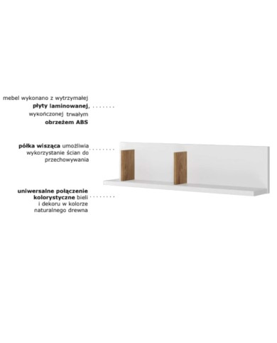 Półka wisząca Simi MS-07, 120 cm, pionowe przegrody, LENART