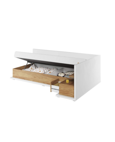 Łóżko, tapczan Simi MS-09 P, 90x200 cm, pojemnik, stelaż, materac, LENART Łóżko, tapczan Simi MS-09 P, 90x200 cm, pojemnik, stelaż, materac, LENART
