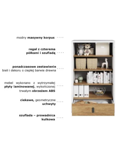 Regał niski Simi MS-10, szuflada, półki, LENART Regał niski Simi MS-10, szuflada, półki, LENART