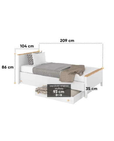 Łóżko Story SO-08, 90x200 cm, stelaż, materac, LENART Łóżko Story SO-08, 90x200 cm, stelaż, materac, LENART